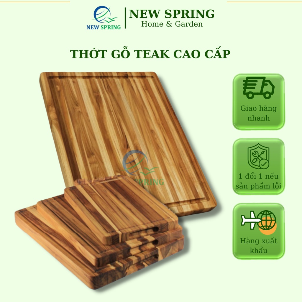 Thớt gỗ Teak chữ nhật, ghép vân ngang - Hàng Việt Nam xuất khẩu chất lượng cao lựa chọn hoàn hảo cho mọi gian bếp.