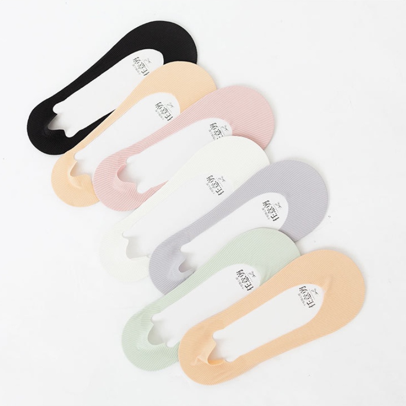 Set 5 Đôi Vớ Thuyền Bằng Lụa silicone Chống Trượt Dành Cho Nữ