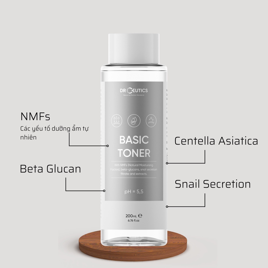 Nước cân bằng Dr.Ceutics Basic Toner, Standard Toner cấp ẩm, làm dịu da 200ml