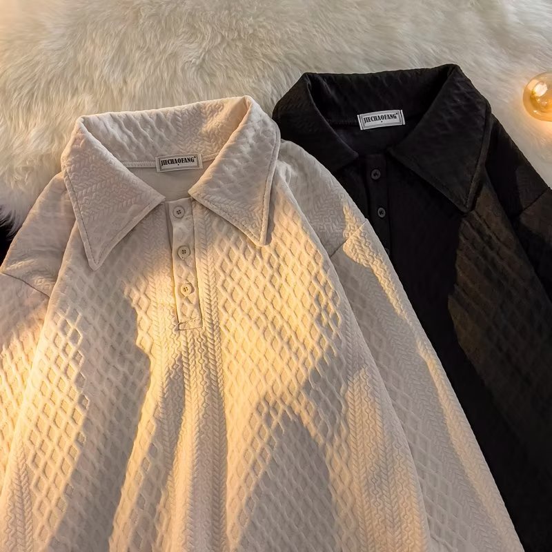 Áo Sweater Polo Tay Dài Dáng Rộng Thời Trang Thu Đông Hong Kong Cho Nam 2022