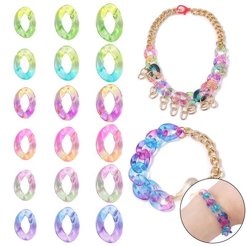 Dây Xích Acrylic Hai Màu Gradient Trong Suốt Dùng Làm Vòng Tay / Dây Chuyền / Bông Tai / Dây Chuyền Thủ Công diy