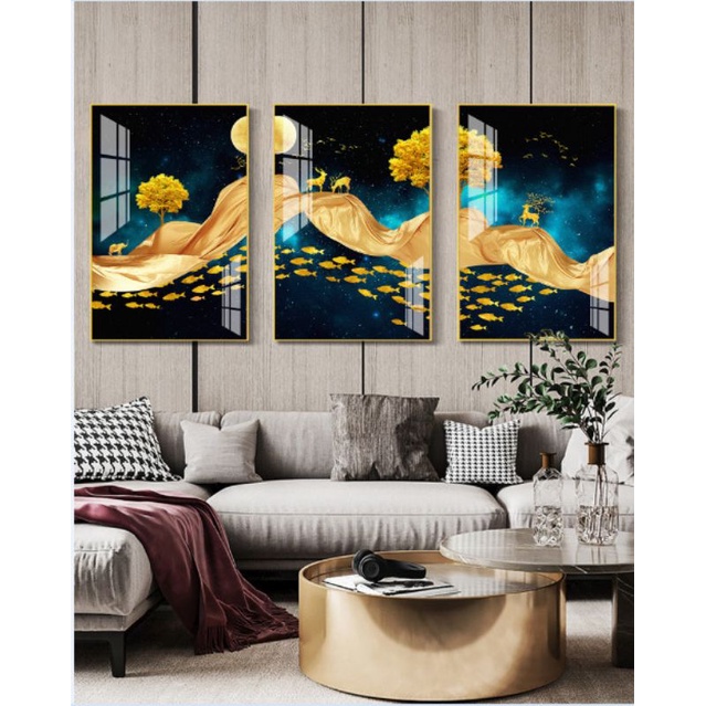 Tranh tráng gương - treo tường - Gồm 3 bức kích thước 40x60