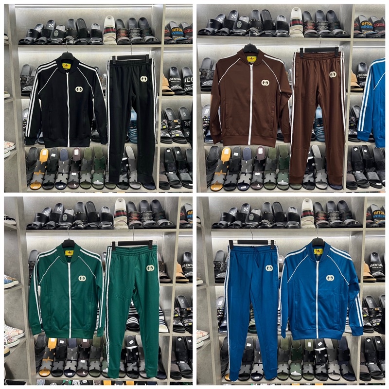 Bộ thể thao GC-Adidas viền tay thêu logo ngực chất sịn 5762, set bộ gucci thu đông dài tay bo gấu
