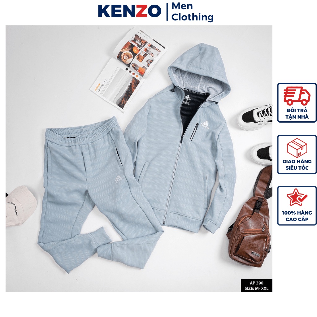 Bộ quần áo nam thu đông Adidas cao cấp Hàng Loại 1 Kenzo KZ390 Đồ bộ nam thu đông dày dặn dài tay chuẩn form 2022