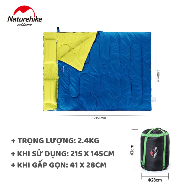 TÚI NGỦ ĐÔI DÃ NGOẠI, CẮM TRẠI NATUREHIKE NH15M030-J