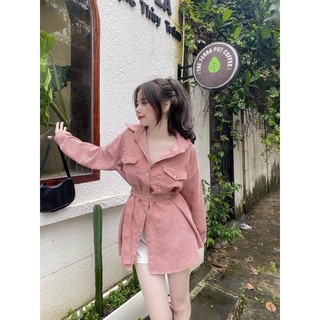 Áo nhung giả váy kèm belt 0509