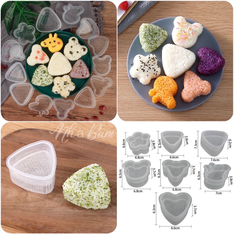 ⛔GIADUNGHOANGMAI⛔ Bộ 7 khuôn cơm silicon (LOẠI 7 CÁI - LOẠI SILICON)