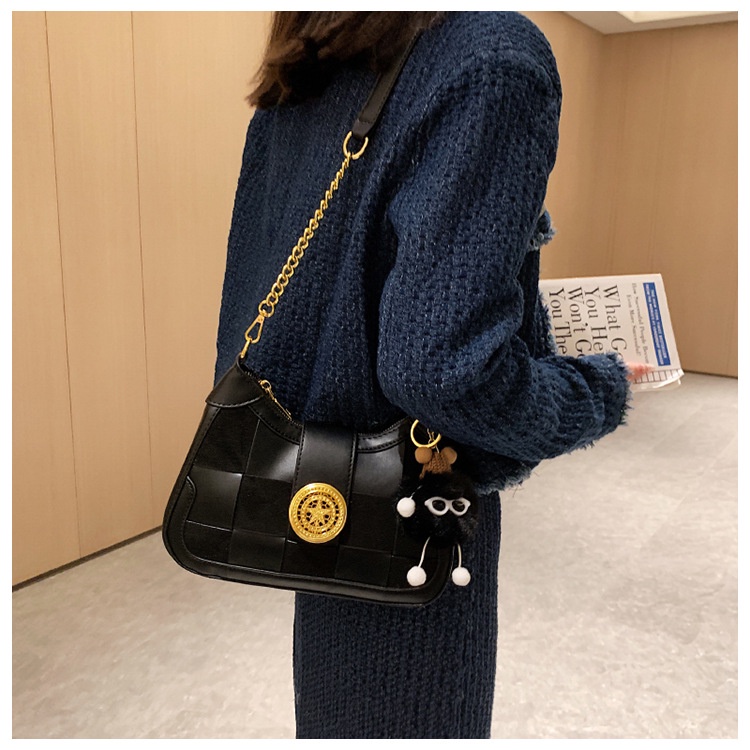 Túi Đeo Chéo Đan Lát Màu Sắc Tương Phản Phong Cách Hàn Quốc Dành Cho Nữ