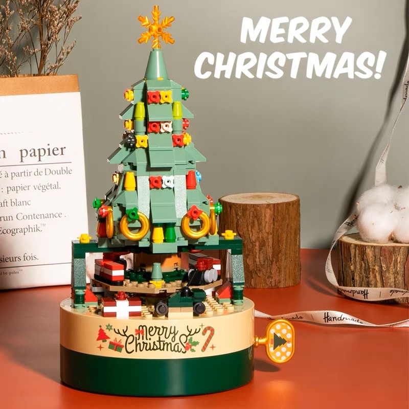 (SẴN)Bộ đồ chơi lắp ghép lego cây thông chủ đề Giáng Sinh-Hộp nhạc cây thông giáng sinh