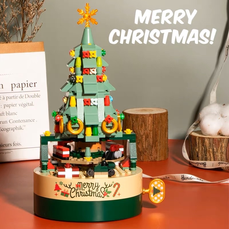 Bộ đồ chơi lắp ghép lego cây thông chủ đề Giáng Sinh-Hộp nhạc cây thông giáng sinh