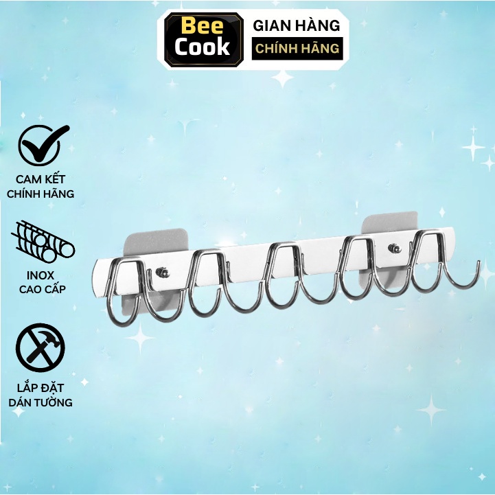Giá treo quần áo Inox trong nhà tắm nhà bếp dán tường gạch men siêu chắc Beecook