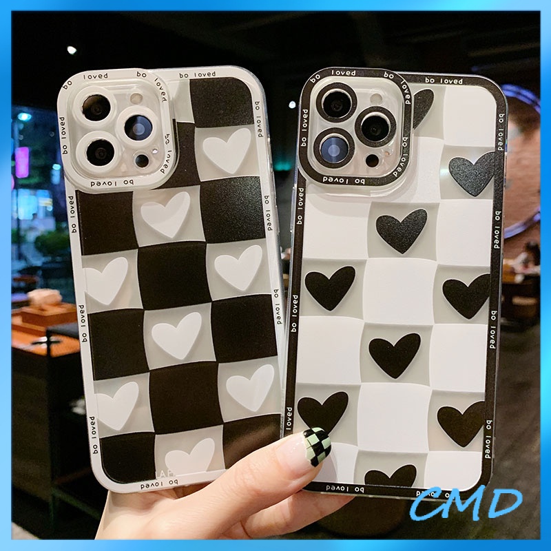 Ốp Điện Thoại Kẻ Sọc Caro Trắng Đen Cho iphone 11 12 13promax 6 6plus 6s 6splus 7 7plus 8 8plus x xs xr plus promax/-267