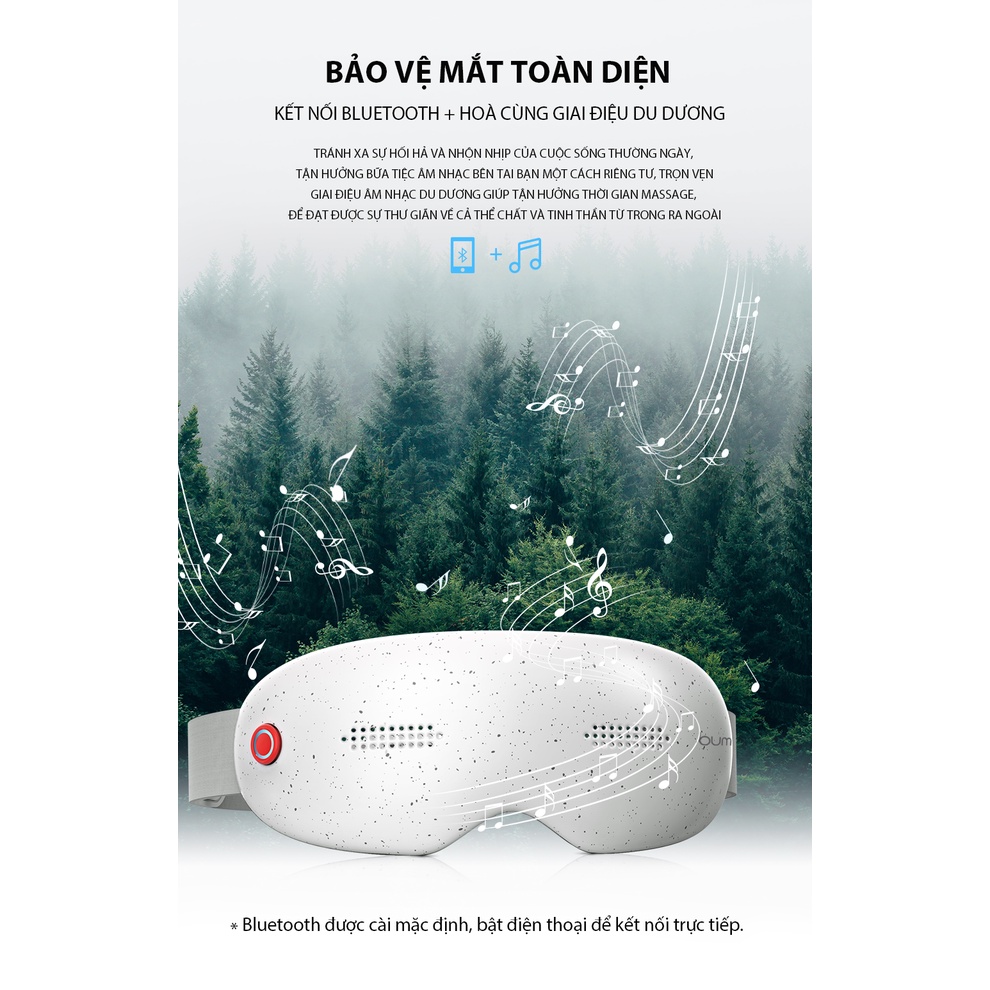 Máy Massage Mắt Thông Minh BUMAS BE01, không che tầm nhìn, kết nối Bluetooth, phát giọng nói tiếng Việt
