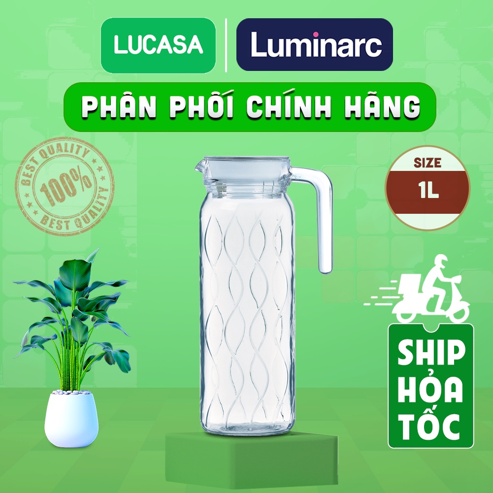 Bình Nước Thủy Tinh Luminarc Dona Embossment Wave 1L - L0433 | Phân Phối Chính Hãng