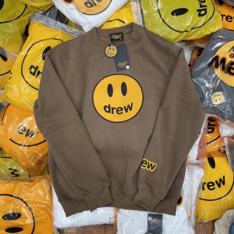Áo nỉ bông SWEATER  DREW  mặt cười, Áo nỉ unisex nam nữ form rộng