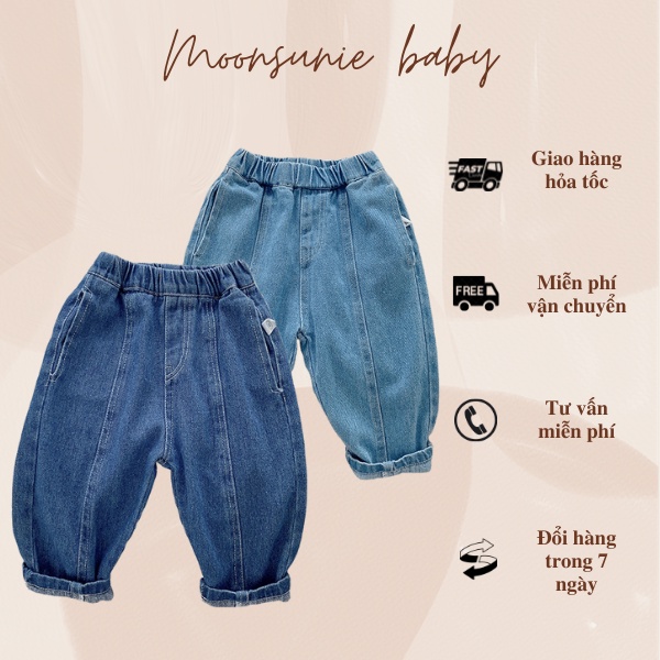Quần jeans cho bé trai, bé gái từ 11-30kg đi học đi chơi Quần bò trẻ em phòng cách Hàn Quốc