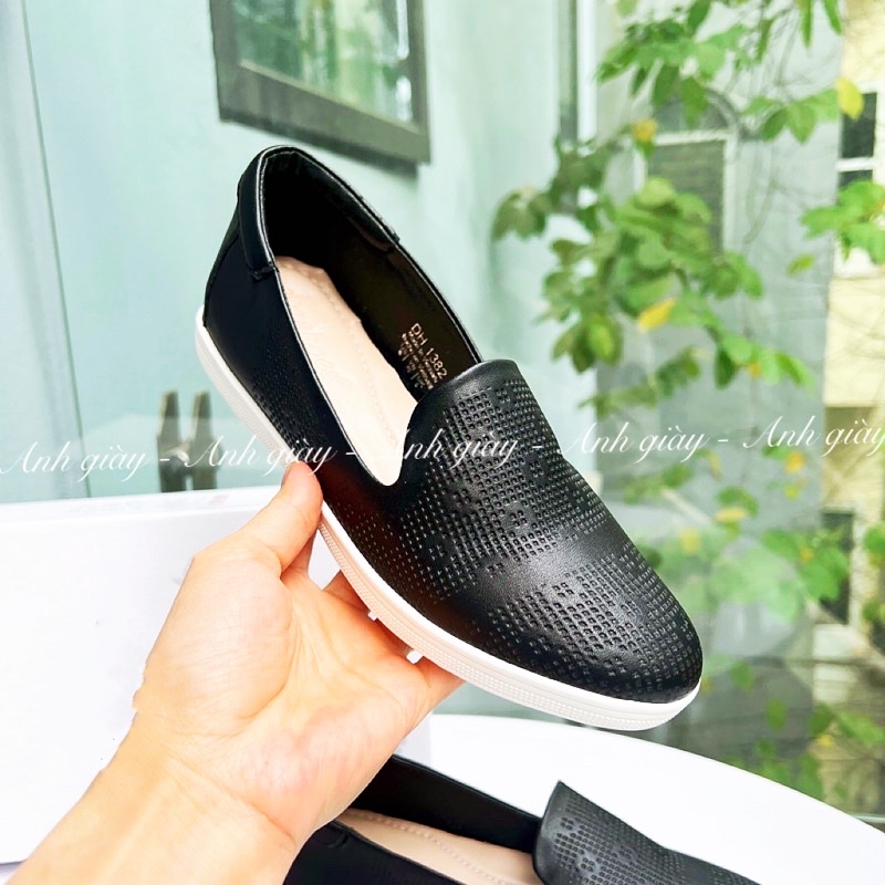GB24-Giày slipon mũi tròn  da lì mềm cao cấp VNXk nâng đế 2p phù hơp đi học , đi làm, du lịch( ảnh thật, kèm video)