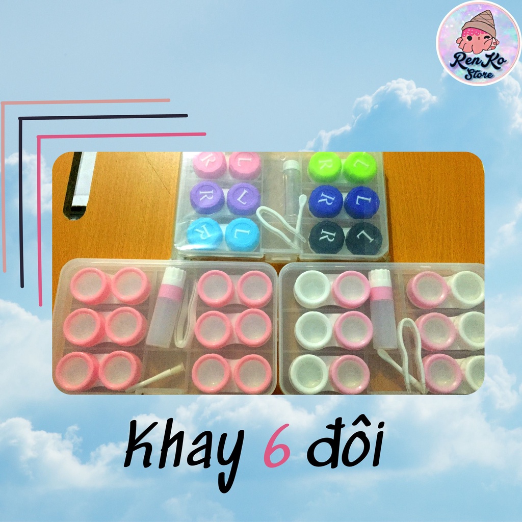Khay đựng kính áp tròng loại 6 ô - Set 6 lọ đựng kính áp tròng [MÀU NGẪU NHIÊN]