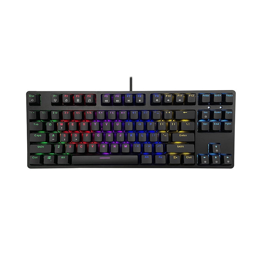 Bàn phím cơ Edra EK387L màu đen Blue/ Brown/ Red switch (Huano) LED RGB Rainbow, Hàng chính hãng - Bảo hành 24 tháng