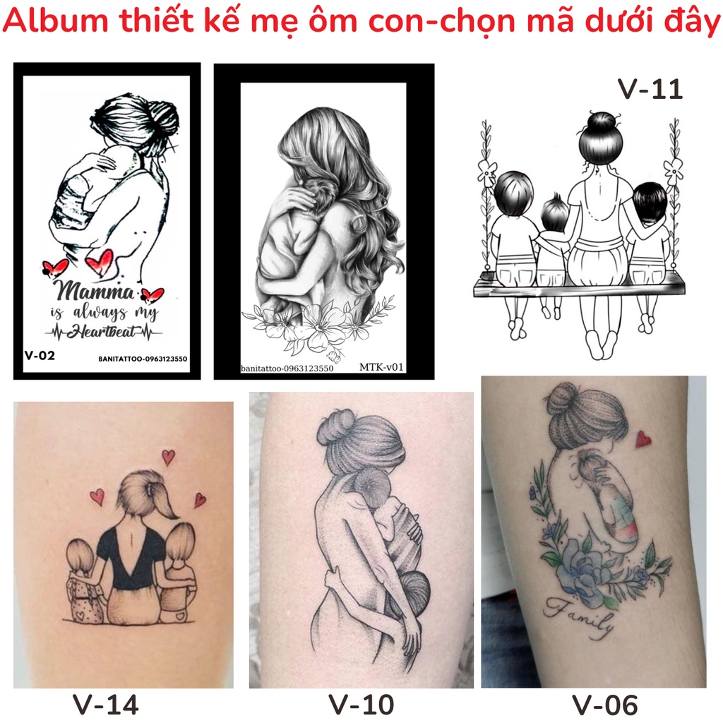 Hình xăm dán mẹ con ý nghĩa