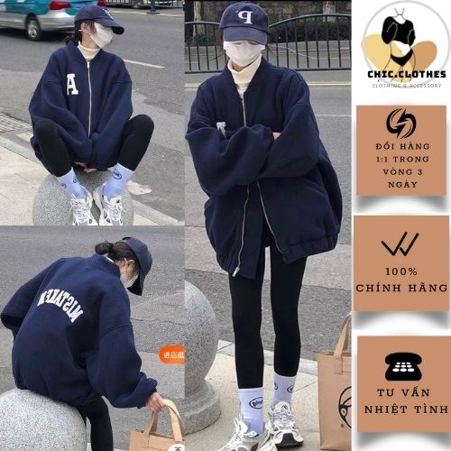 Bomber dáng rộng tay bồng kiểu dáng Hàn Quốc Ulzzang