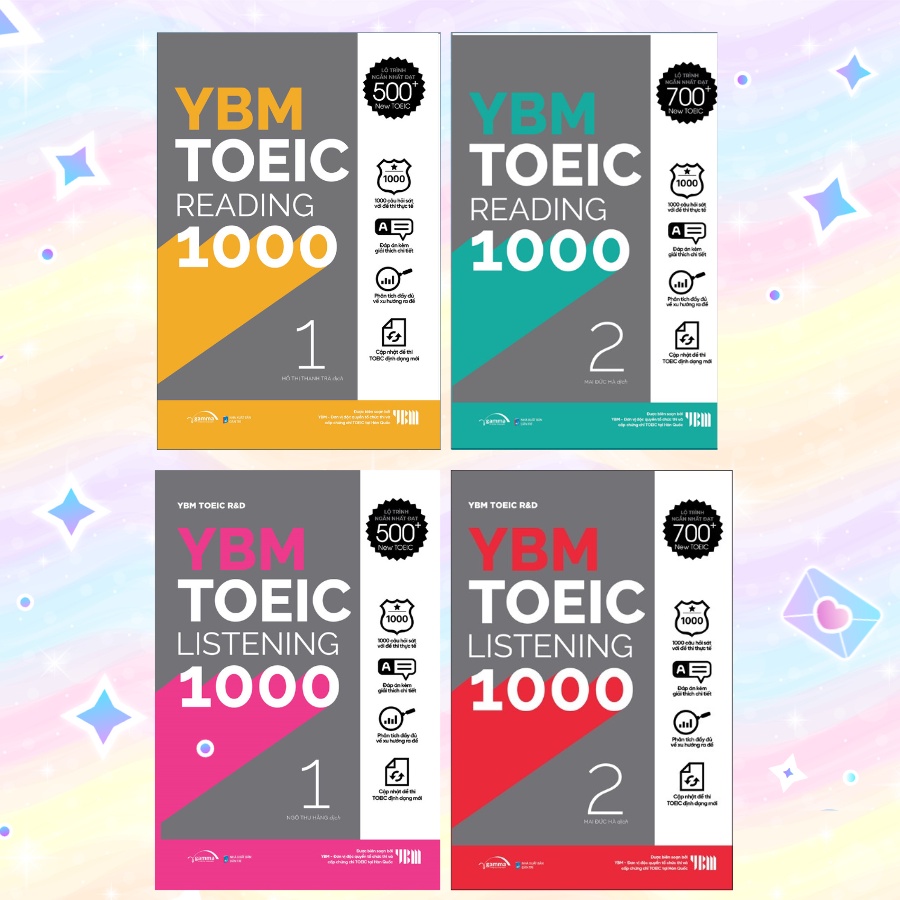 Sách: Lẻ/Combo YBM TOEIC 1000 Listening + Reading Vol.1 & Vol.2 (Trọn Bộ 4 Cuốn)