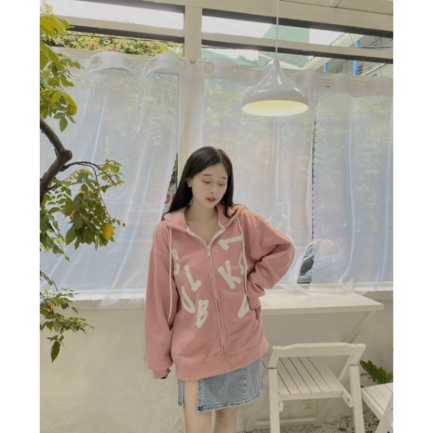 Áo Khoác Nỉ Tuổi Teen In Chữ Cái Dáng Rộng Có Sẵn Kèm Ảnh Thật