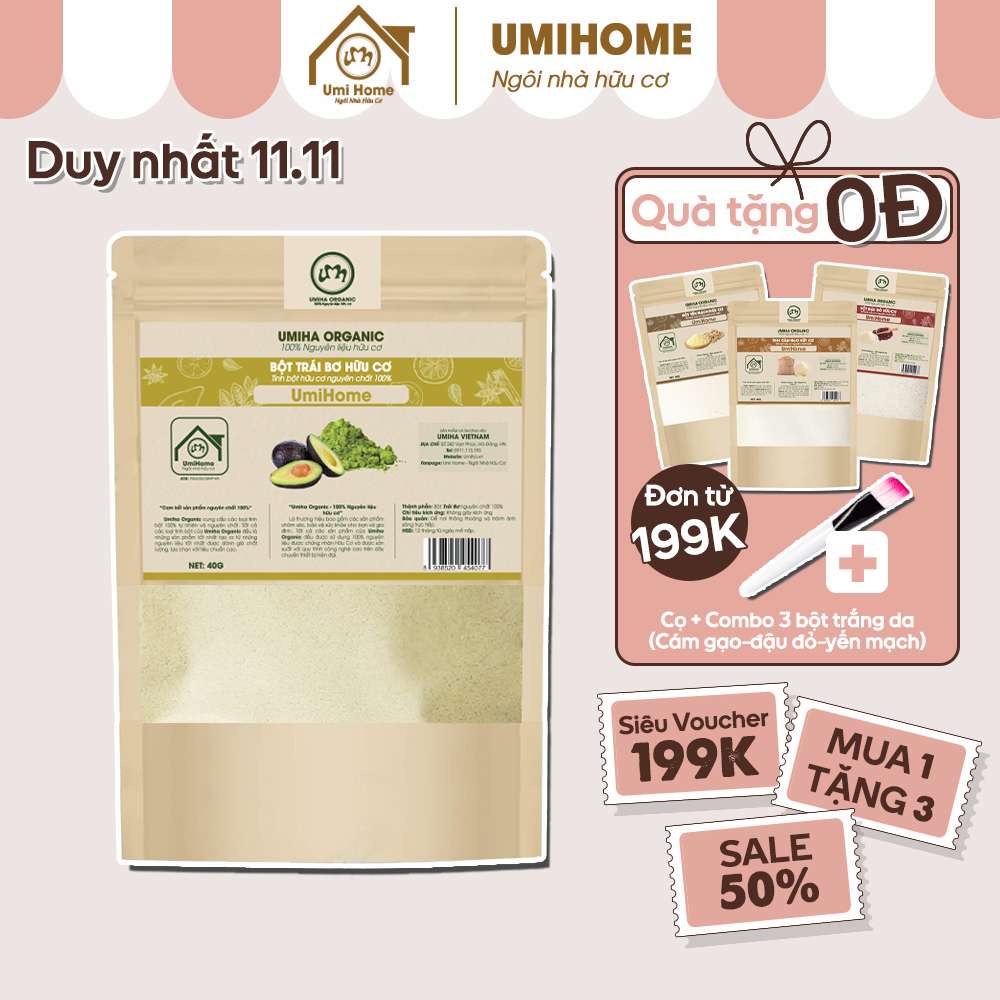 Bột Bơ đắp mặt hữu cơ UMIHOME nguyên chất 40G