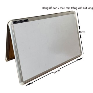 Bảng để bàn 2 mặt viết viết bút lông poly trắng kích thước 40x60cm