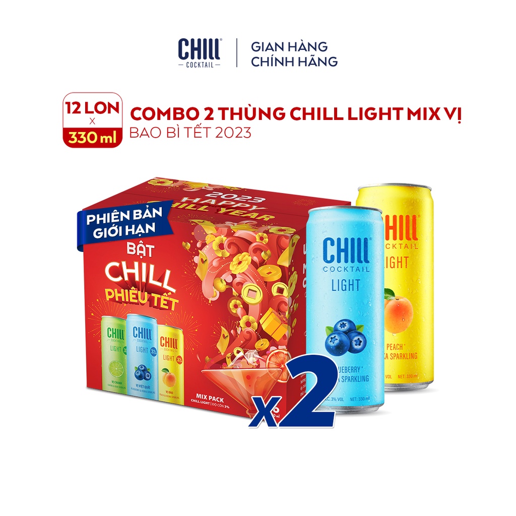 Combo 2 thùng 6 lon Chill Cocktail mix vị 330ml/lon