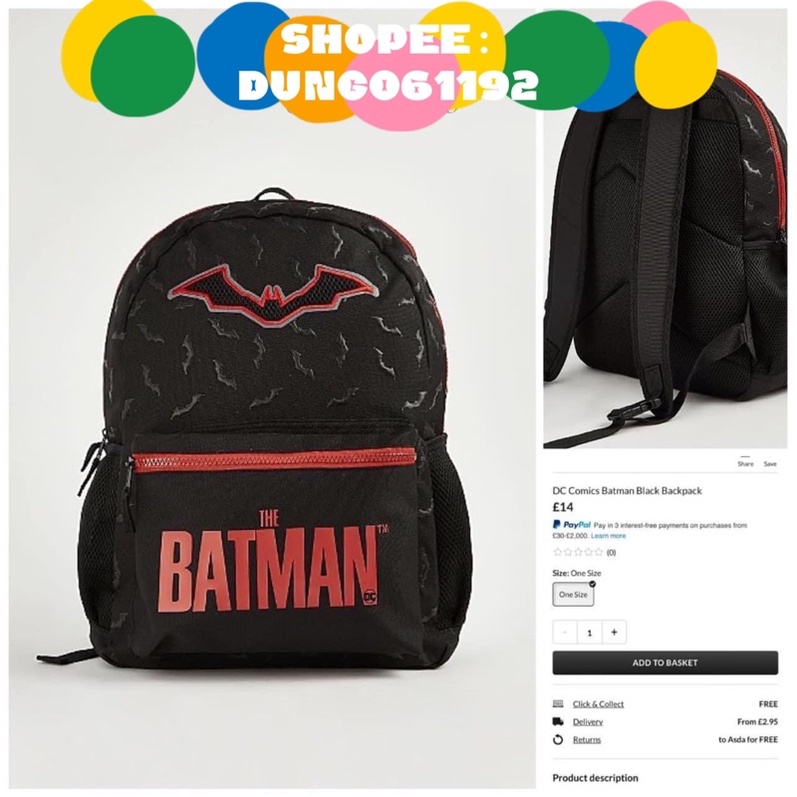 Balo batman cho bé trai, hoạ tiết đỏ đen (mẫu mới ra,chất dù chống thấm nước siêu nhẹ) balo tiểu học