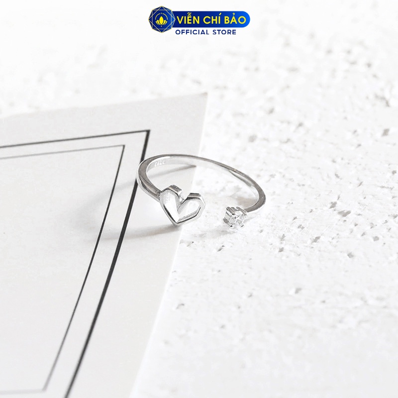 Nhẫn bạc nữ trái tim đá trắng hở chất liệu bạc 925 thời trang phụ kiện trang sức nữ Viễn Chí Bảo N400187