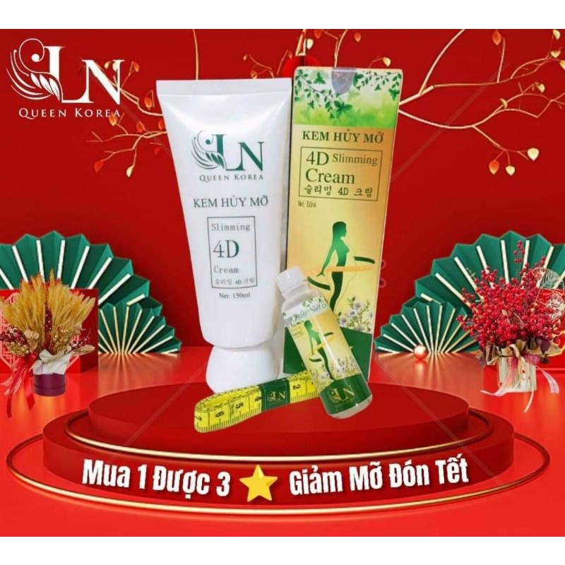 (Rẻ Không Đối Thủ) Kem Hủy Mỡ 4D Hàng Chính Hãng + Tặng 1 Tinh Dầu Siết Eo và Thước Đo