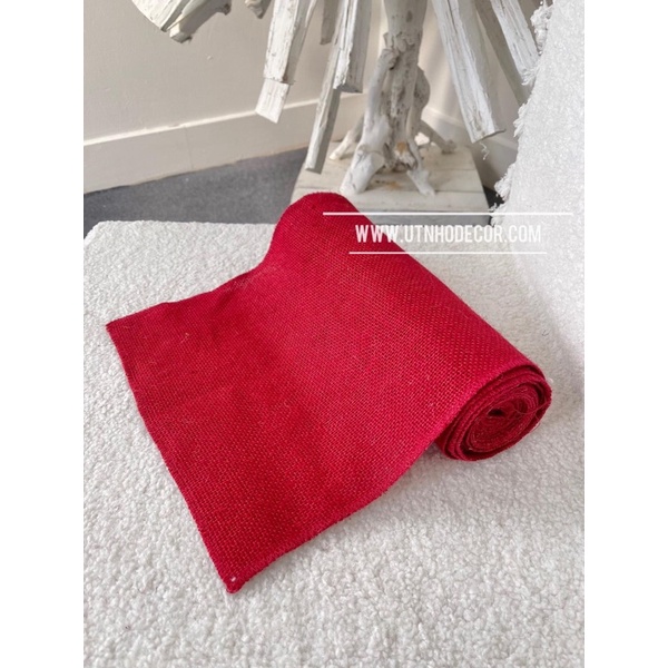 Ruy băng vải bố đỏ trang trí noel chiều dài 5 mét