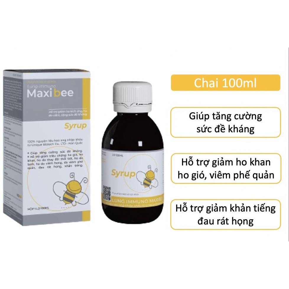 Siro Maxibee hỗ trợ giảm ho, tăng sức đề kháng, giảm đau rát họng, khản tiếng - CN168