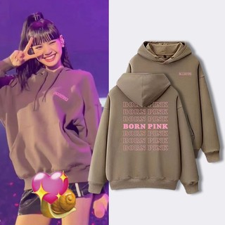 Áo hoodie 100% cotton dáng rộng in chữ blackpink born pink phong cách hàn quốc thời trang thu đông