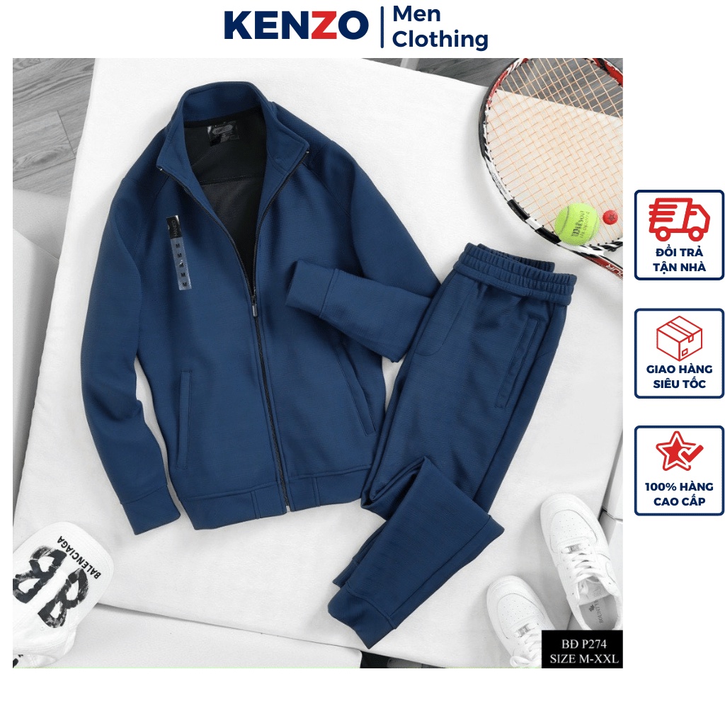 Bộ quần áo thu đông nam cao cấp Adidas chuẩn form Hàng Loại 1 Kenzo KZ274 Bộ nỉ nam cổ tròn hàng hiệu 2022