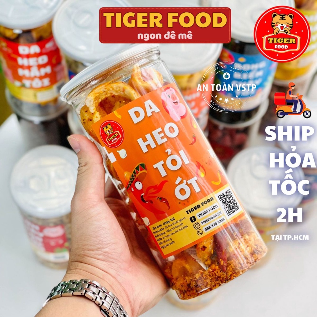Da heo tỏi ớt 💖TIGER FOOD💖 Da heo mix vị tỏi ớt giòn thơm 140g sấy giòn siêu ngon - ăn vặt Sài Gòn