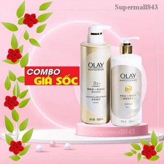 Combo sữa tắm olay b3+ 500ml và dưỡng thể trắng da olay b3+ vitamin c 250ml