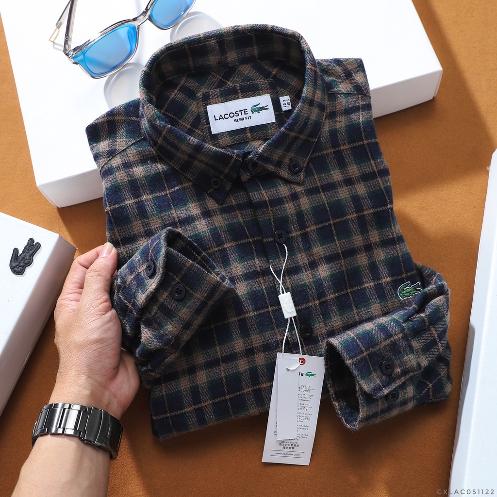 Aó sơ mi nam dài tay Flannel Lacoste ,Form Slim,chất vải Flannel mềm mịn Hàng VNXK