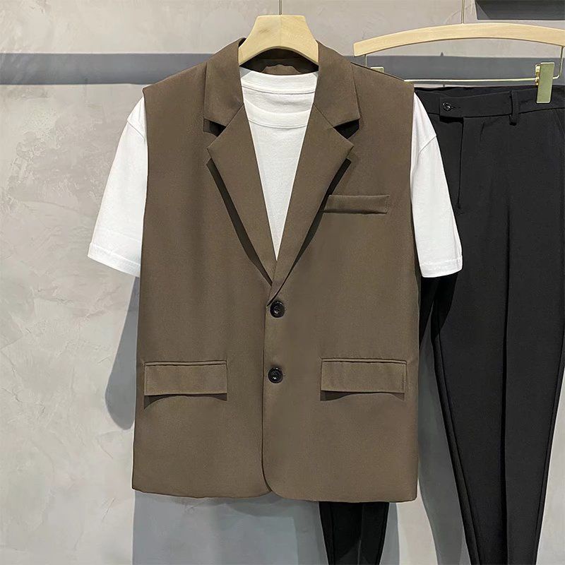 Áo blazer nam hàn quốc vintage unisex bigsize áo khoác  Áo Khoác vest Không Tay Phong Cách Hàn Quốc Cho Nam