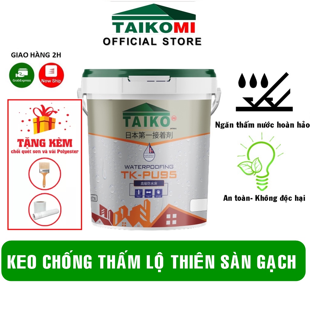 Keo Chống Thấm 1 Thành Phần TK-PU95 Taikomi 5kg - Ngăn thấm nước cho bề mặt bê tông, xi măng cát. Phân Phối Chính Hãng