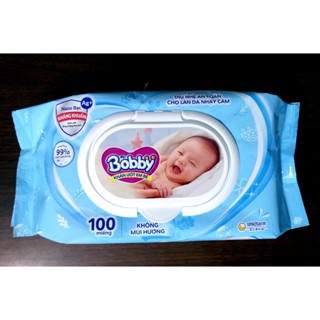 COMBO 5 GÓI KHĂN ƯỚT BOBBY 100 TỜ KHÔNG MÙI/CÓ MÙI