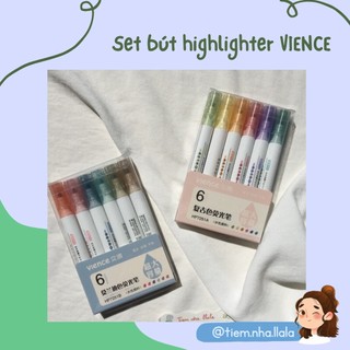 Bút highlight 6 màu - VIENCE tone màu pastel và retro