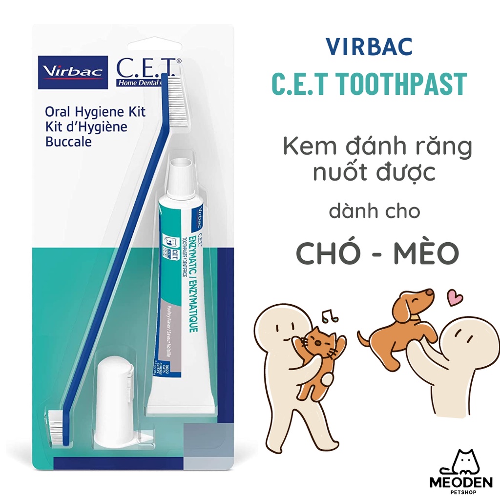 Kem đánh răng cho chó mèo nuốt được Virbac C.E.T (70gr) nhập Mỹ
