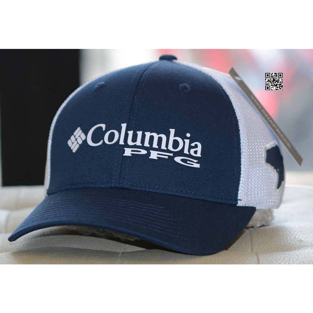 Nón lưỡi trai lưới thể thao navy xanh green neon thời trang,Mũ lưới bít đuôi Columbia logo con cá PFG cap