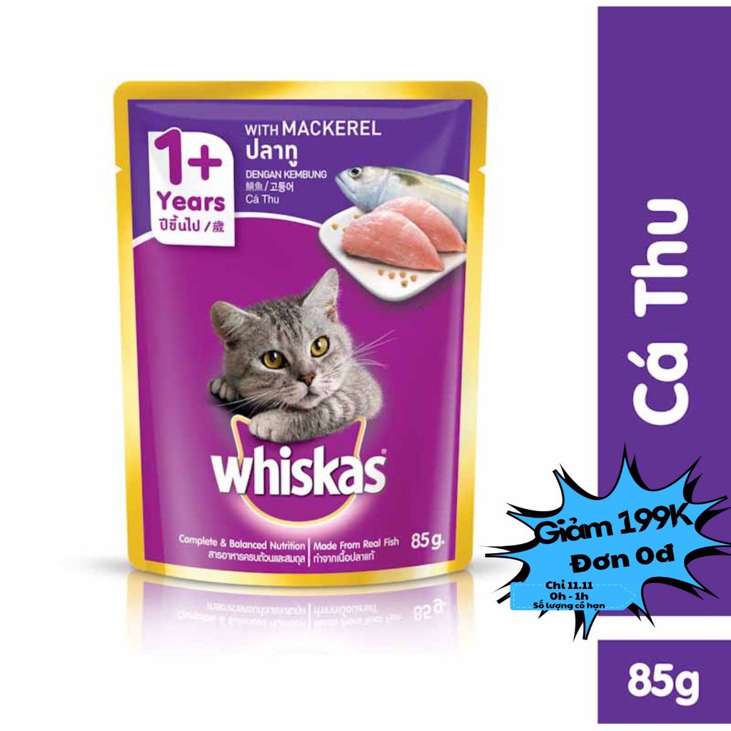 Thức ăn mèo Whiskas vị cá thu túi 85g - Đảo Chó Mèo 10000