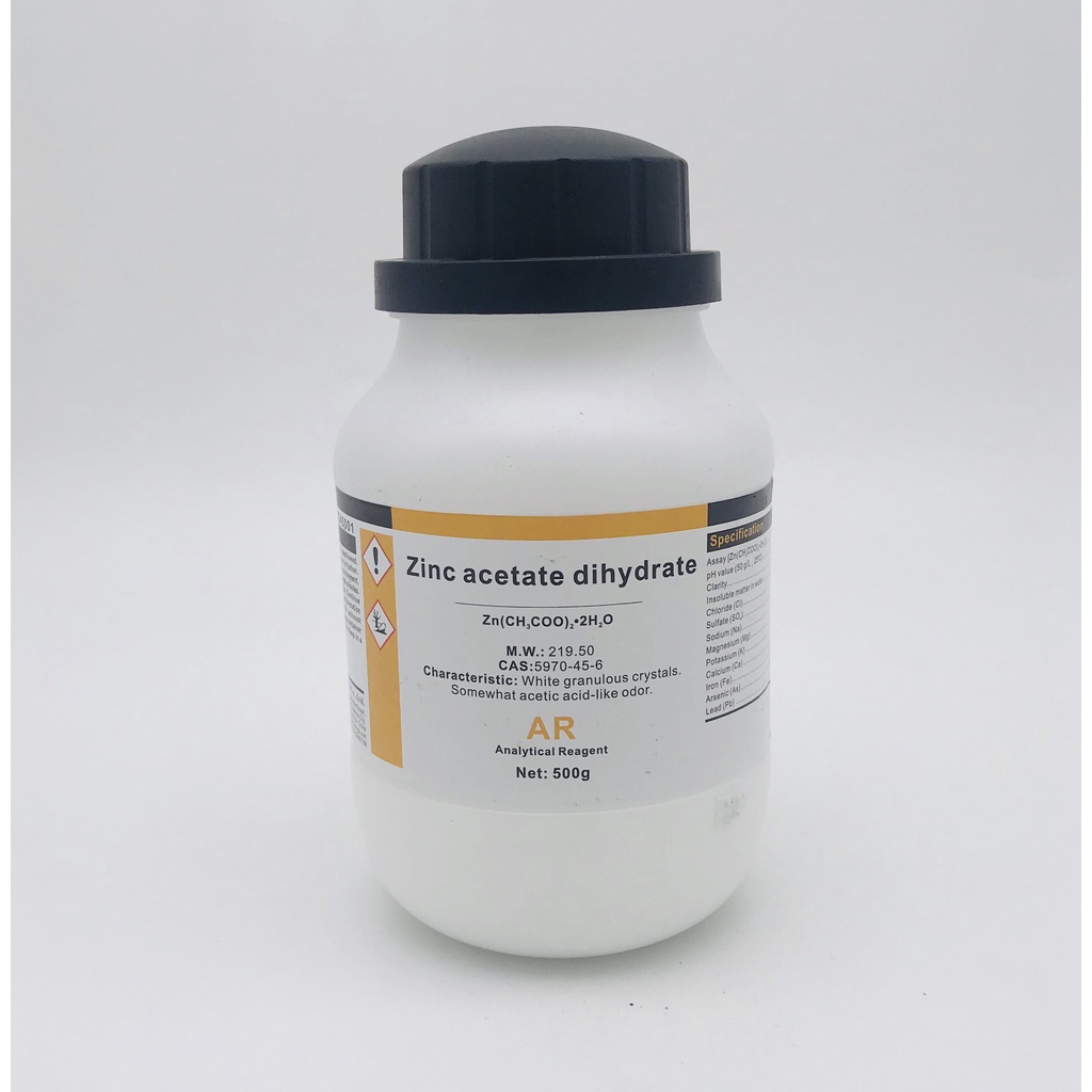 Hóa chất Zinc Acetate dihydrate (AR, Chai 500G, Xilong, Cas 5970-45-6)