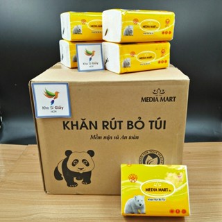 Thùng 30 bịch giấy rút lụa Media Mart 300 tờ/3 lớp bỏ túi - Giấy rút loại 1