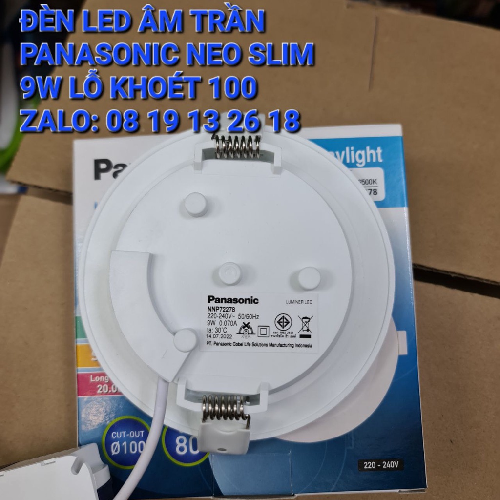 Đèn âm trần Panasonic 9W/D100 Neo Slim, mã NNP72279, NNP72278, NNP72272, chính hãng bảo hành 2 năm